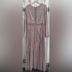 ASOS Embellished Long Sleeve Dress in Lavender